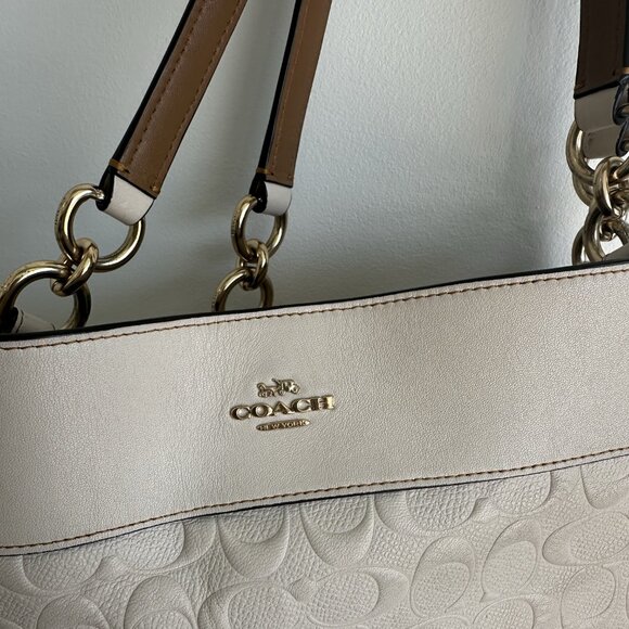 Coach Lexy Embossed Cream Leather Shoulder Bag - Picture 5 of 10